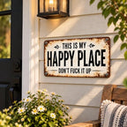 Love You, Bye – Vintage Metal Wall Sign, Metal Signs, Hallway Entryway Door Signs Decor, 16 X 4 Inch Aluminum Rustic Wall Art, Farmhouse Style Hanging Plaque for Decoration (1, Happy Place, L) - Image 4