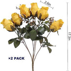 Artificial Rose Flowers 12 Heads 2 Bundles Silk Rose Bouquets, Burgundy - Image 3