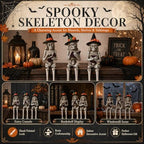 Dlfghos 3 Pieces Halloween Skeleton Statue Halloween Skull Figurine Home Decor Reading Skeleton Figurines Decorations for Indoor Fireplace Home Kitchen Desk Office Party - Image 3