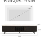 POVISON Fully-Assembled Sliding Tambour Door TV Stand, Mid Century Modern - Image 4