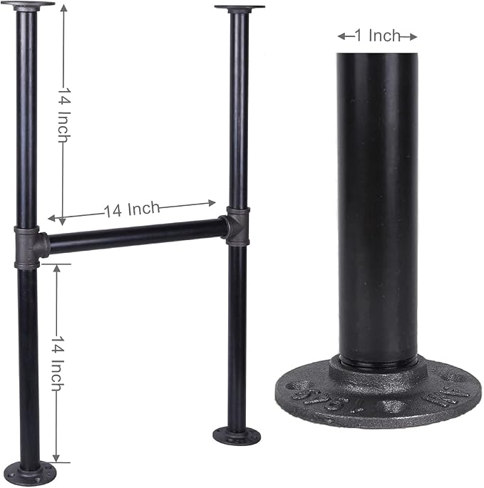 28'' x 14'' H-Shape Industrial Pipe Table Leg Set - Image 3