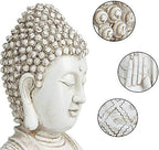 Leekung Buddha statue for home decor accents,laughing buddah statue for meditation zen garden spiritual room feng shui desk table yoga decor,small buda budda home decorations gifts antique ivory white - Image 3