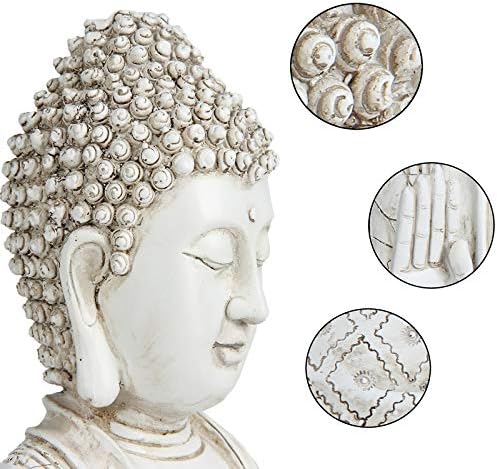 Leekung Buddha statue for home decor accents,laughing buddah statue for meditation zen garden spiritual room feng shui desk table yoga decor,small buda budda home decorations gifts antique ivory white - Image 3
