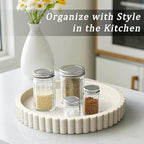 Round Decorative Tray for Coffee Table Decor, Circle Tray Decor 11" Beige - Image 5