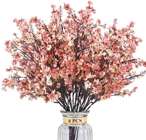 8Pcs Babys Breath Fall Flowers Artificial Silk Faux Flowers Beige Brown by %E3%80%90Qutciiv%E3%80%91