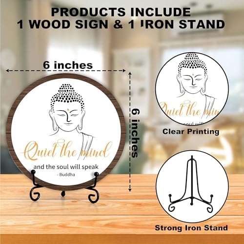 Spiritual Home Decor, Quiet The Mind And The Soul Will Speak Wood Sign, Yoga Room Meditation Room Decor For Table Shelf, Inspirational Gifts For Woman Man Family Friend -c14 - Image 2