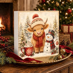 Christmas Highland Cow Decorations Snowman Pine Tree Wooden Box Sign - Image 3