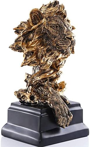 H&W Sandstone Lion Statue, The King of Beast, Collectible Figurines, Golden - Image 2
