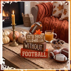 Yuntau 4 Pcs Fall Football Decor Rustic Wooden Blocks Table Centerpiece - Image 3