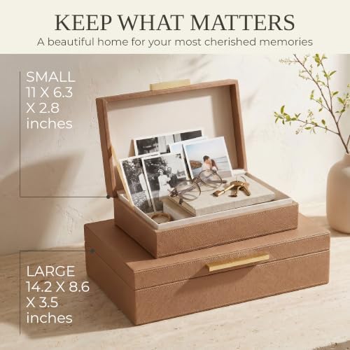 Decorative Storage Boxes with Lids - Set of 2 PU Leather Organizer Bins - Image 3