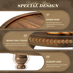 EOSAHR Beaded Acacia Wood Round Display Riser for Boho Kitchen Decor, Brown - Image 6