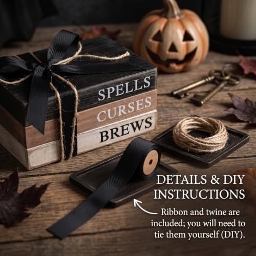 4 Pcs Halloween Table Decorations, Rustic Mini Books Stacks Decor - Image 3