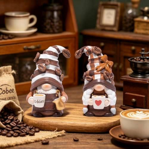 Hodao Coffee Gnome Figurines, Chocolate & Cream, Set of 2 - Image 4