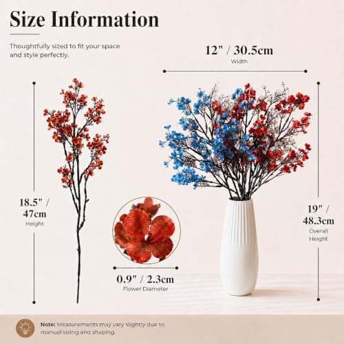 Mandy's 6 Bundles Artificial Red White Blue Baby’s Breath Flowers - Image 3