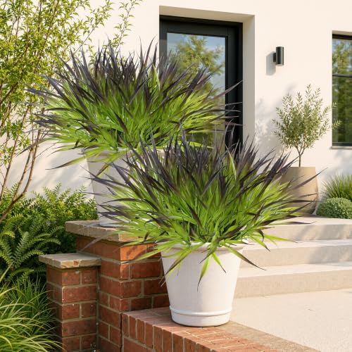 Uieke 12 Bundles Artificial Outdoor Plants UV Resistant Fake Grass Plants Faux Plastic Plants Greenery Shrubs for Home Garden Pathway Summer Decor, Deep Purple - Image 2