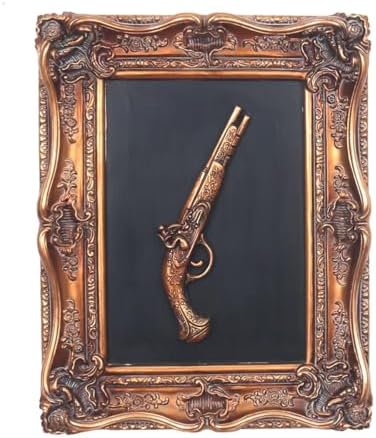 S-MANTIS Vintage Wall Sculpture,Antique Pediment,Hallway Wall Art,Hand Painted Wall Decoration With Embossed Intricate Decorative Gun Design,Oblong Aesthetic Room Décor, Gallery, Unique Gift(Antique by S-MANTIS