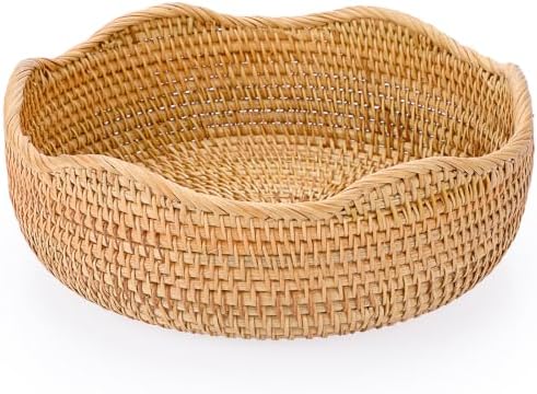 Hipiwe 10.9" Round Key Bowl for Entryway Table Handwoven Rattan Basket Tray by Hipiwe