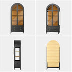 Arched Curio Cabinet with Glass Doors, 4-Tier Display Cabinet with 2 Drawers - Image 9