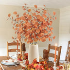 4Pcs Artificial Eucalyptus Leaves Stems 33.8‘’ Eucalyptus Branches Fake Poinsettia Flowers Faux Plants for Home Table Fireplace Party Wedding Thanksgiving Décor - Image 5