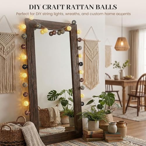 DomeStar 24PCS Brown Decorative Balls for Bowl Centerpiece, 2 Inch Rattan - Image 4