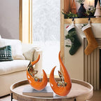 2 PCS Orange Gold Home Decor Accent Ceramic Statue Abstract Sculptures Centerpieces Mid Century Modern Decor for Tables Coffee Table top Decorations for Living Room Desktop Shelf Dining Room Kitchen - Image 5