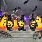 Black Skeleton Decor Set of 3, Thinker Skeleton Figurines for Home Decor, Gothic Shelf Decor Aesthetic, Resin Halloween Decorations for Bookshelf, Desk, Coffee Table - Image 3