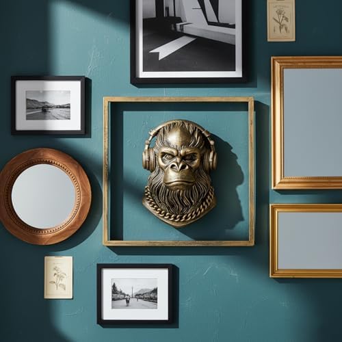 JJALIGHTS Exquisite Resin Animal Head Wall Sculpture (Gift Metal Frame) - Imitation Copper Vintage Decor for Living Room, Bedroom & Office | Decorative Wall Hanging Art (Bigfoot) - Image 2