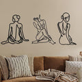 Photect 3 Pcs Metal Wall Art Minimalist Woman Line Decor, Classic, Black by Photect