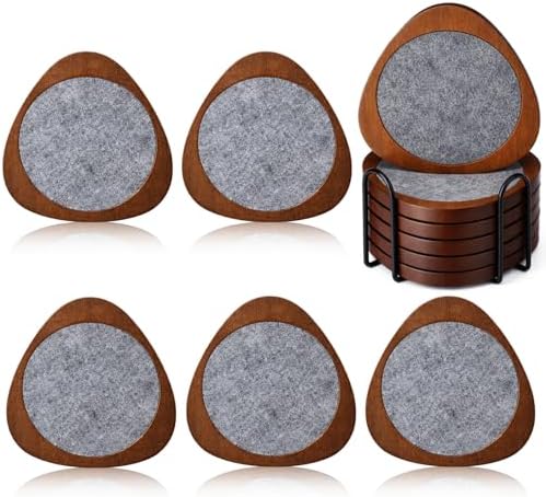 Newtay 6 Pcs Mid Century Modern Coasters Wood Absorbent Coaster, Classic by Newtay