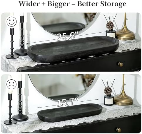 Hanobe Extra Large Wood Decorative Bowl for Table Centerpiece, 25.5" Black - Image 4