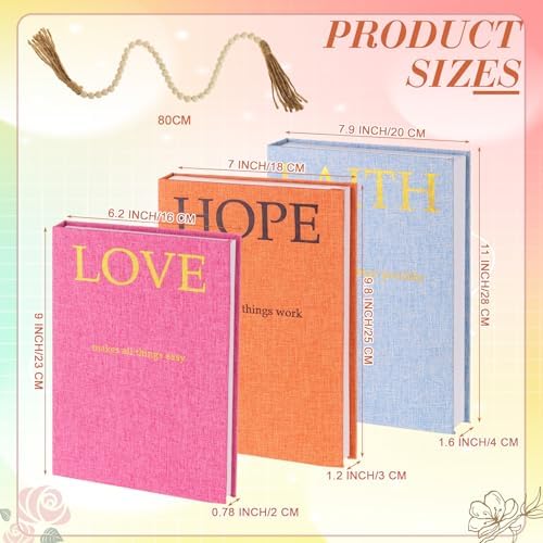3 Set Linen Decorative Books with Beaded Garland, Classic, Colorful - Image 2