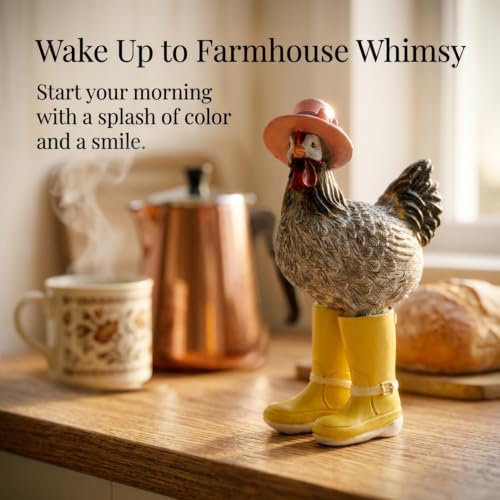 Chicken Figurine, Resin Farmhouse Kitchen Decor, 7.4 Inches - Image 7