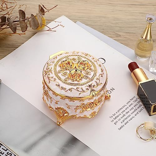 Hipiwe Vintage Round Jewelry Box Small Metal Trinket Storage Organizer - Image 2