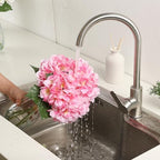 Garvee Artificial Pink Hydrangea Flowers Arrangement with Vase, 6 PCS Silk Hydrangea Bouquet Centerpiece with Faux Water, Realistic Fake Flowers for Table Centerpiece, Home, Office, Wedding Decor - Image 6