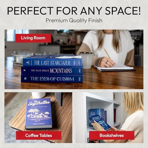 Decorative Books | Blue 10 Book Set with 3 Sizes | Preassembled with Hidden Storage | Perfectly Stackable for Easy Home Staging | Book Decor to Elevate Your Space | Home Decor Made Simple! - Image 2