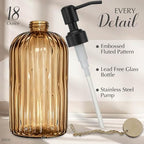 JASAI 18Oz Amber Glass Soap Dispenser with Black Pump for Hand Soap - Image 2