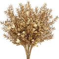Gold Decorations Artificial Plants, CATTREE Golden Berry Leaves Fake Simulation Spiky Leaf Grass Plastic Faux Shrubs Bushes Ornaments Home Indoor Outdoor Wedding Decor Hall Table Planter Filler 4 Pack by CATTREE