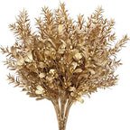 Gold Decorations Artificial Plants, CATTREE Golden Berry Leaves Fake Simulation Spiky Leaf Grass Plastic Faux Shrubs Bushes Ornaments Home Indoor Outdoor Wedding Decor Hall Table Planter Filler 4 Pack by CATTREE