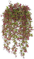 Artificial Hanging Vine, Sweet Potato Leaves Plastic Plants Greenery Faux Ivy Garland Fake Plant UV Resistant for Indoor Outdoor Garden Door Wall Baskets Wedding Party Table Decoration Red 2 Pcs by CATTREE