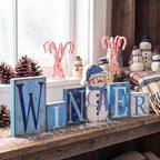 Threehoney 6 Pcs Winter Wood Block Signs, Snowman Table Decor - Image 4