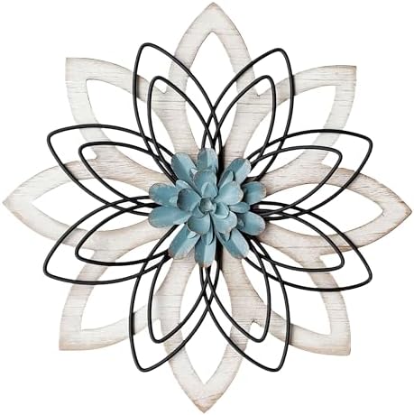 Wood Flower Wall Decor,Rustic Farmhouse Wall Art for Livng Room 13 inch by REMENNA