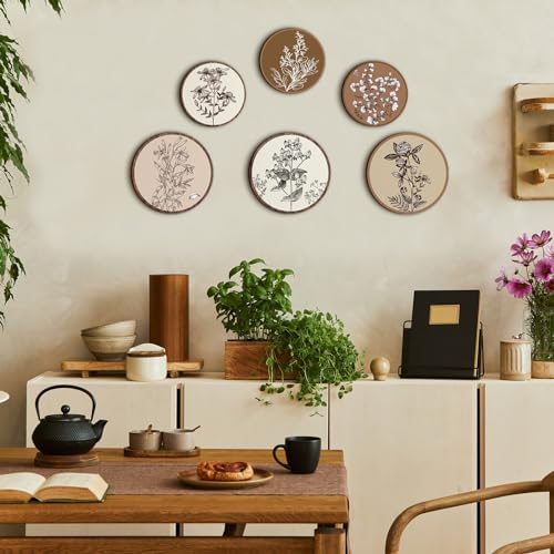 Barydat 6 Pcs Boho Wooden Plant Wall Art Decor,Vivid Round,8 Inch, 10 Inch - Image 5