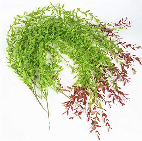Artificial Hanging Vines, 10 Pack Fake Ivy Weeping Willow Greenery Leaves Plastic Plants Faux Garland Vine UV Resistant for Indoor Outdoor Garden Door Wall Baskets Wedding Party Decoration - Red - Image 3