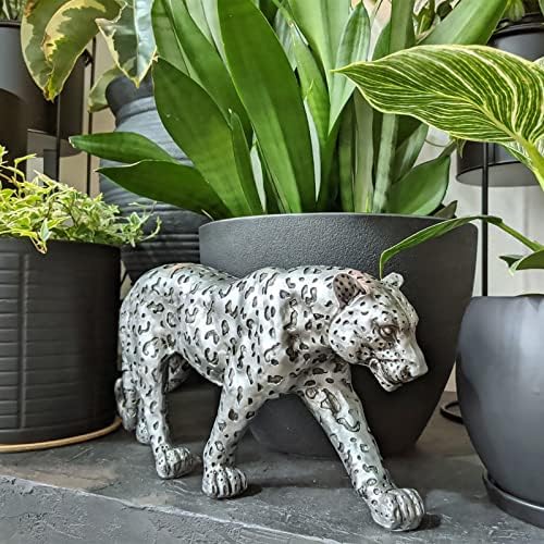 Silver Cheetah 7.1" H Statue, Cheetah Figurine Home Décor Realistic Antique Classical Leopard Statues Living Room Decor Ornament Figurine - Image 4