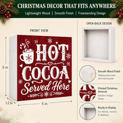 Christmas Decorations Hot Cocoa Served Here Wooden Sign Coffee Bar Decor - Image 4