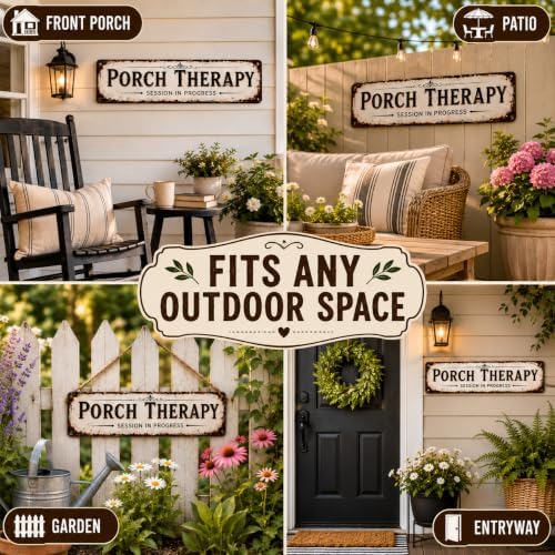 Porch Therapy Session in Progress Metal Sign, 16” x 4”, Vintage Rustic Front Porch Decor, Farmhouse Outdoor Metal Wall Sign for Porch, Patio, Entryway & Porch Decorations - Image 4