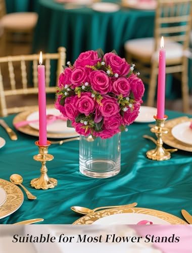 BLOSMON Hot Pink Flowers Artificial: 2 Pcs Fake Rose Balls Centerpieces - Image 3