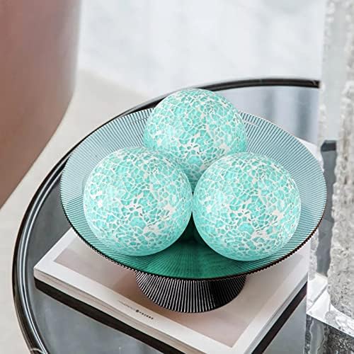 MDLUU 4" Decorative Orbs, Mosaic Sphere Balls, Centerpiece Balls for Bowls, Vases, Dining Table Decor, Pack of 3 (Teal Blue) - Image 6