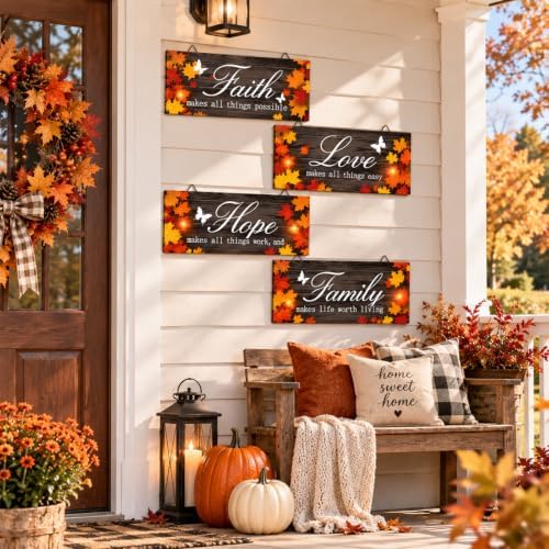 4 Pcs 10 x 4 Inch Fall Decorations for Home Maple Leaf Wall Decor, Black - Image 6