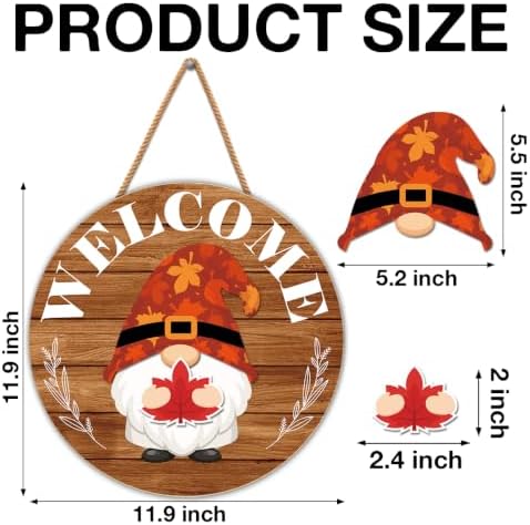 Interchangeable Gnome Welcome Sign Fall Halloween Decor, Russety - Image 2